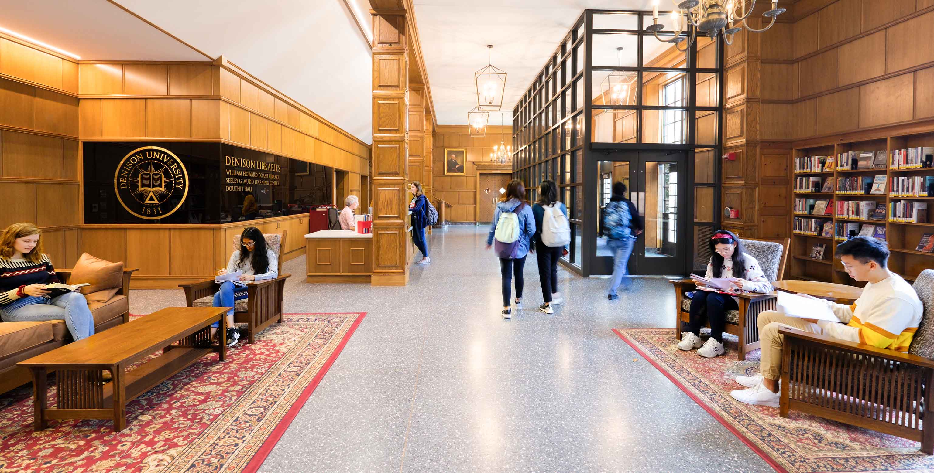 The Doane Library and Mudd Learning Center entrance at Denison University