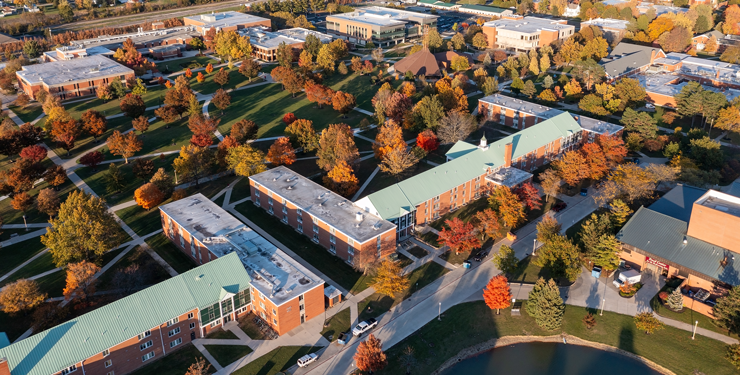 Aerial photo of the Northern Ohio University Engineering Building 