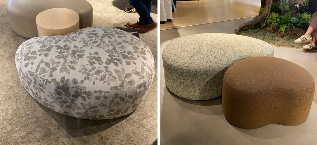 , nesting ottomans mimic steppingstones and nest seamlessly into each other.