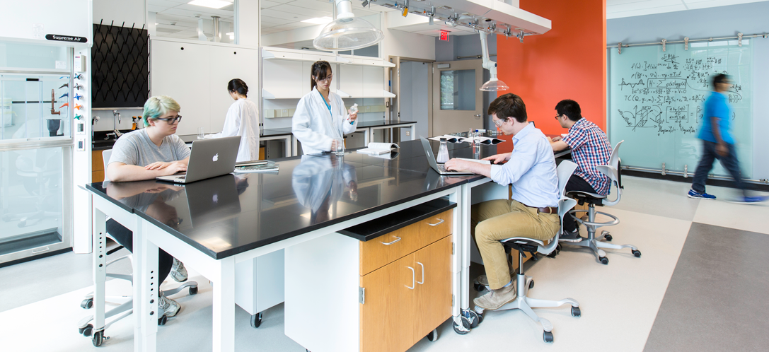 People working in the Murray Hall lab space at University of North Carolina at Chapel Hill