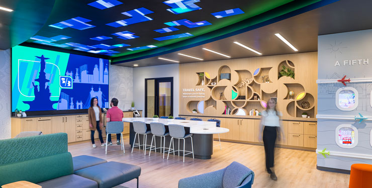 Customers walking around inside of the Fifth Third CVG Branch 