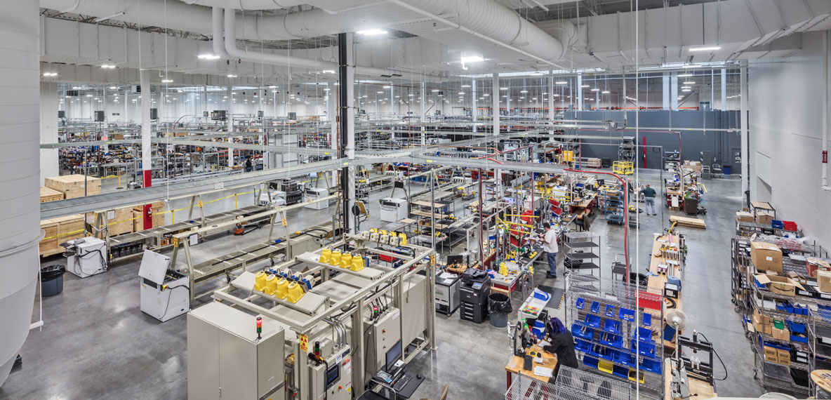 Aerial view of VEGA Americas manufacturing floor