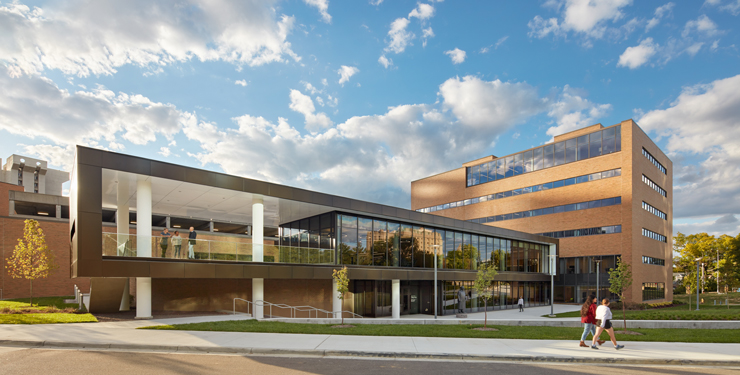 An exterior view of UC's new law building