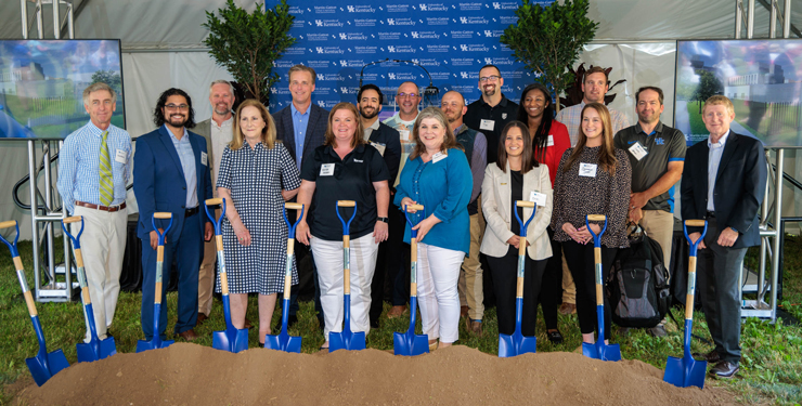 People stand with shovels at the UK Agricultural Research Building groundbreaking